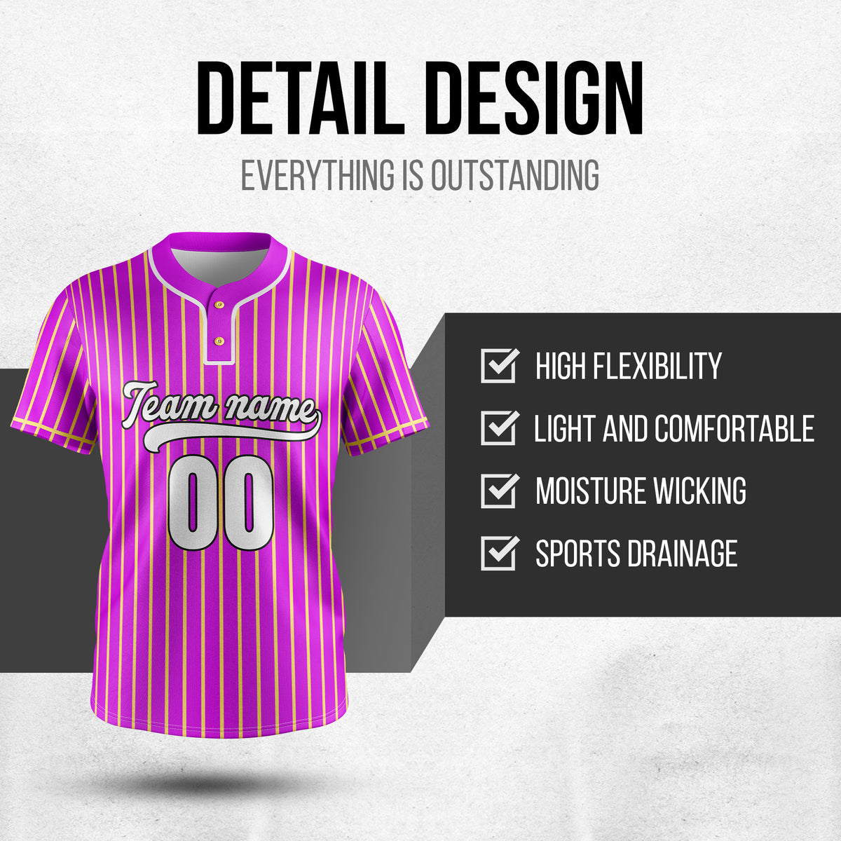Custom Pinstripe Baseball Purple Sports Jersey Personalized Uniform with Name & Number