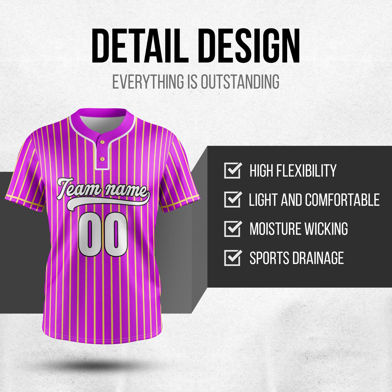 Custom Pinstripe Baseball Purple Sports Jersey Personalized Uniform with Name & Number