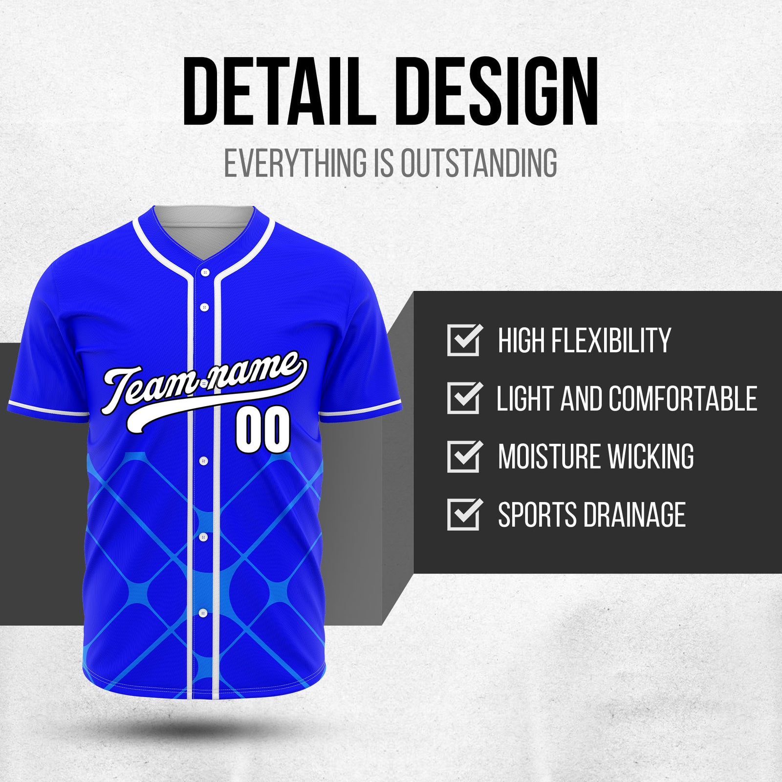 Custom Gridlock Blue Baseball Sports Jersey Personalized Uniform with Name & Number