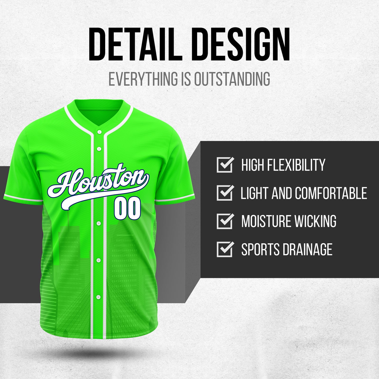 Custom City Pulse Neon Green Baseball Sports Jersey Personalized Uniform with Name & Number