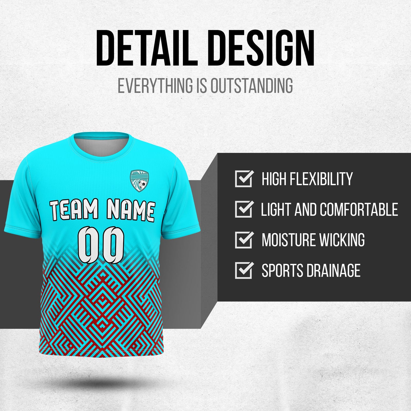 Custom Soccer  R Side Pattern D2 Shadow Line Sport Tops Jersey