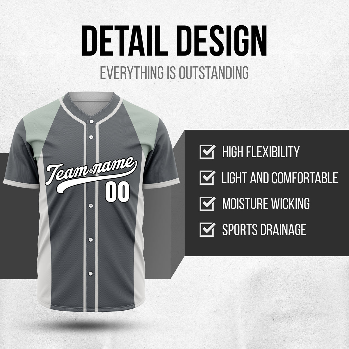 Custom Timeless Stripes Baseball Dark Grey Sports Jersey Personalized Uniform with Name & Number