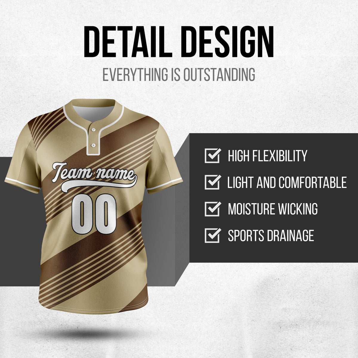 Custom Crossfire Khaki Baseball Sports Jersey Personalized Uniform with Name & Number