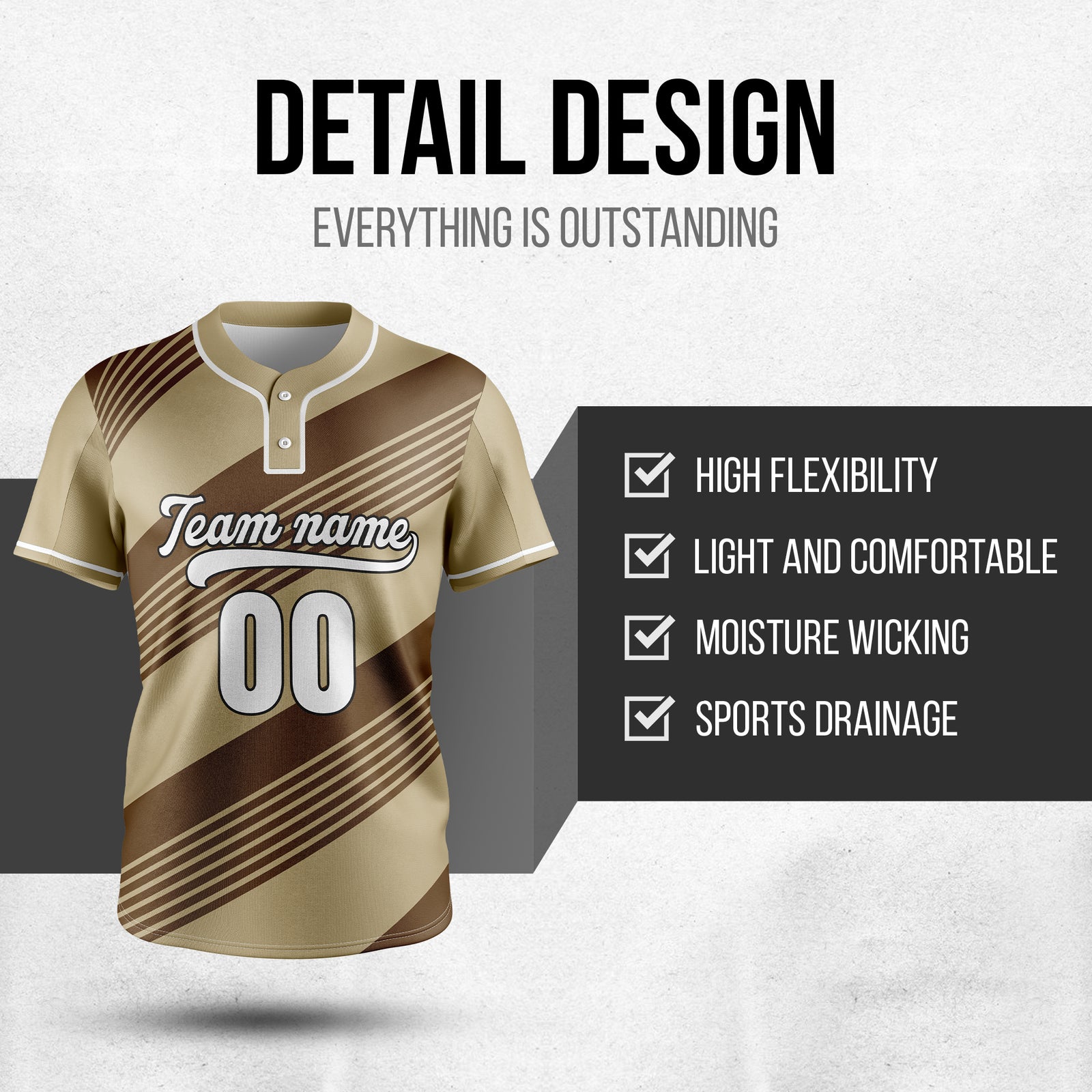 Custom Crossfire Khaki Baseball Sports Jersey Personalized Uniform with Name & Number