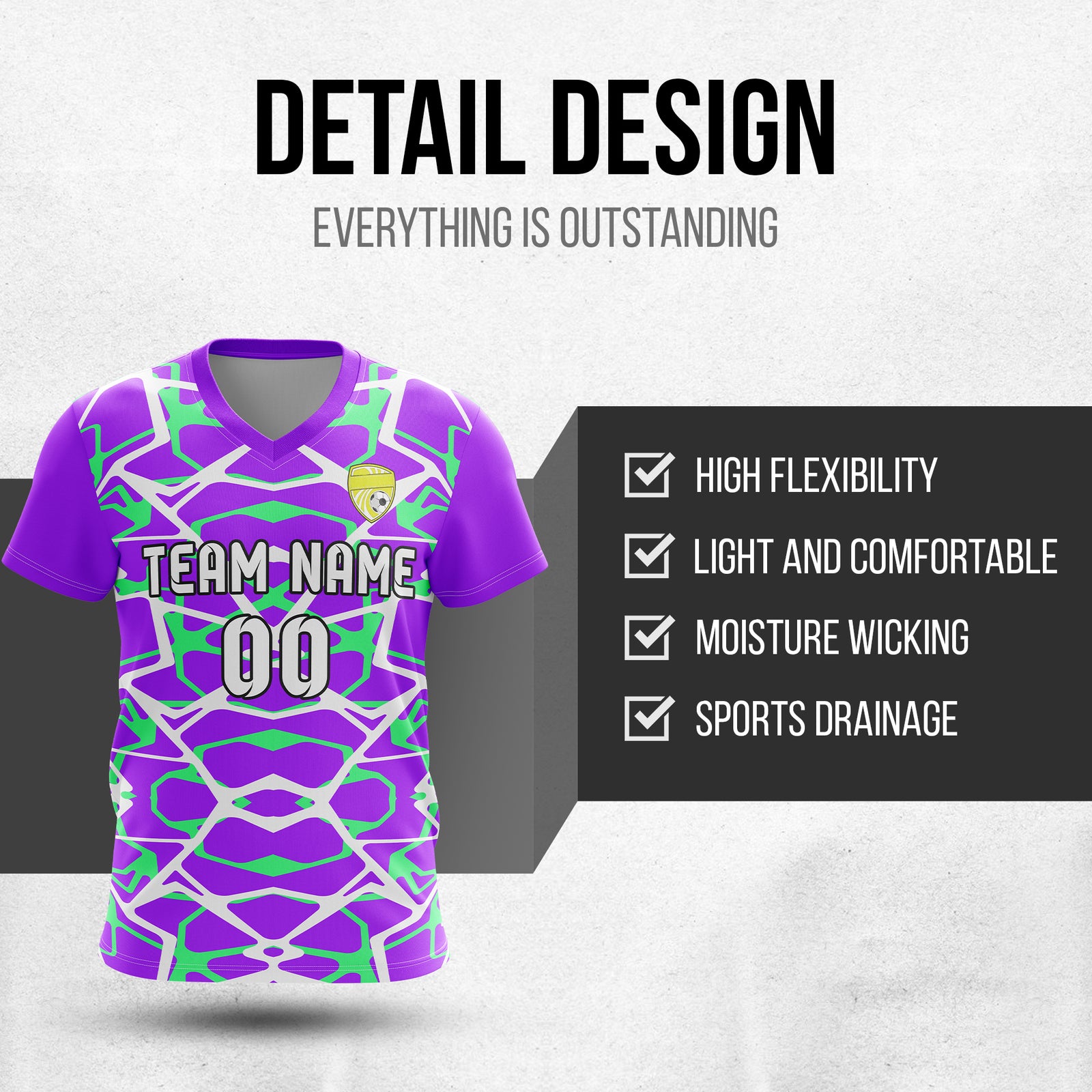 Custom Wild Pulse V-Full Pattern Purple Soccer sport Tops Jersey