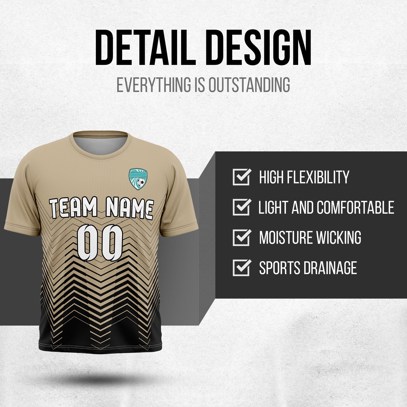 Custom Apex Strike R Side Pattern khaki Soccer sport Tops Jersey