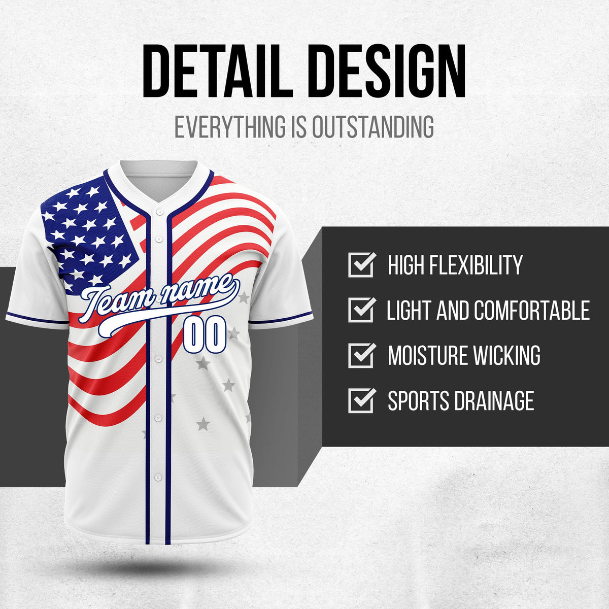 Custom USA Pride Baseball Sports Jersey Personalized Uniform with Name & Number