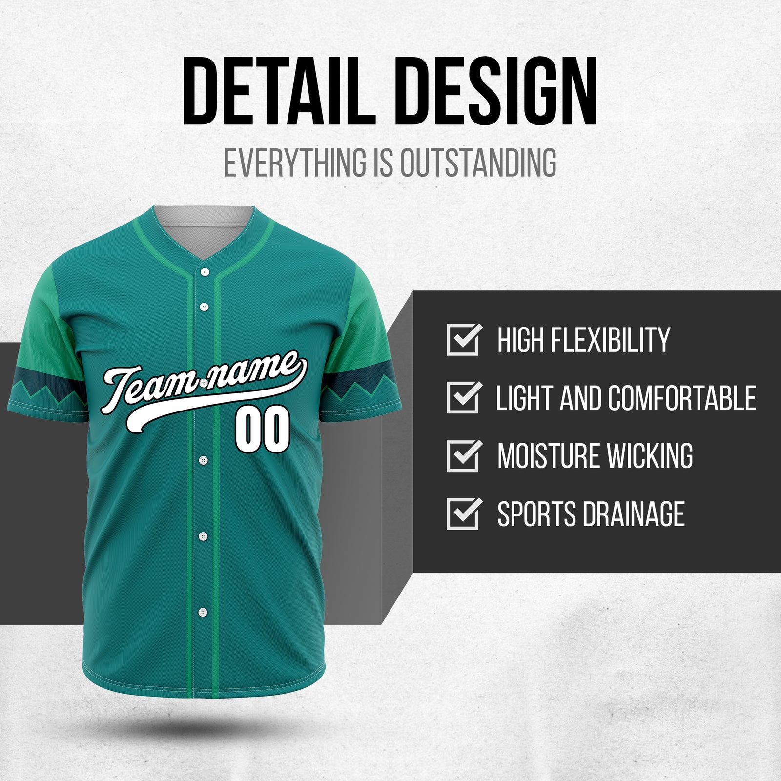 Custom Legacy Classic Baseball Teal Sports Jersey Personalized Uniform with Name & Number