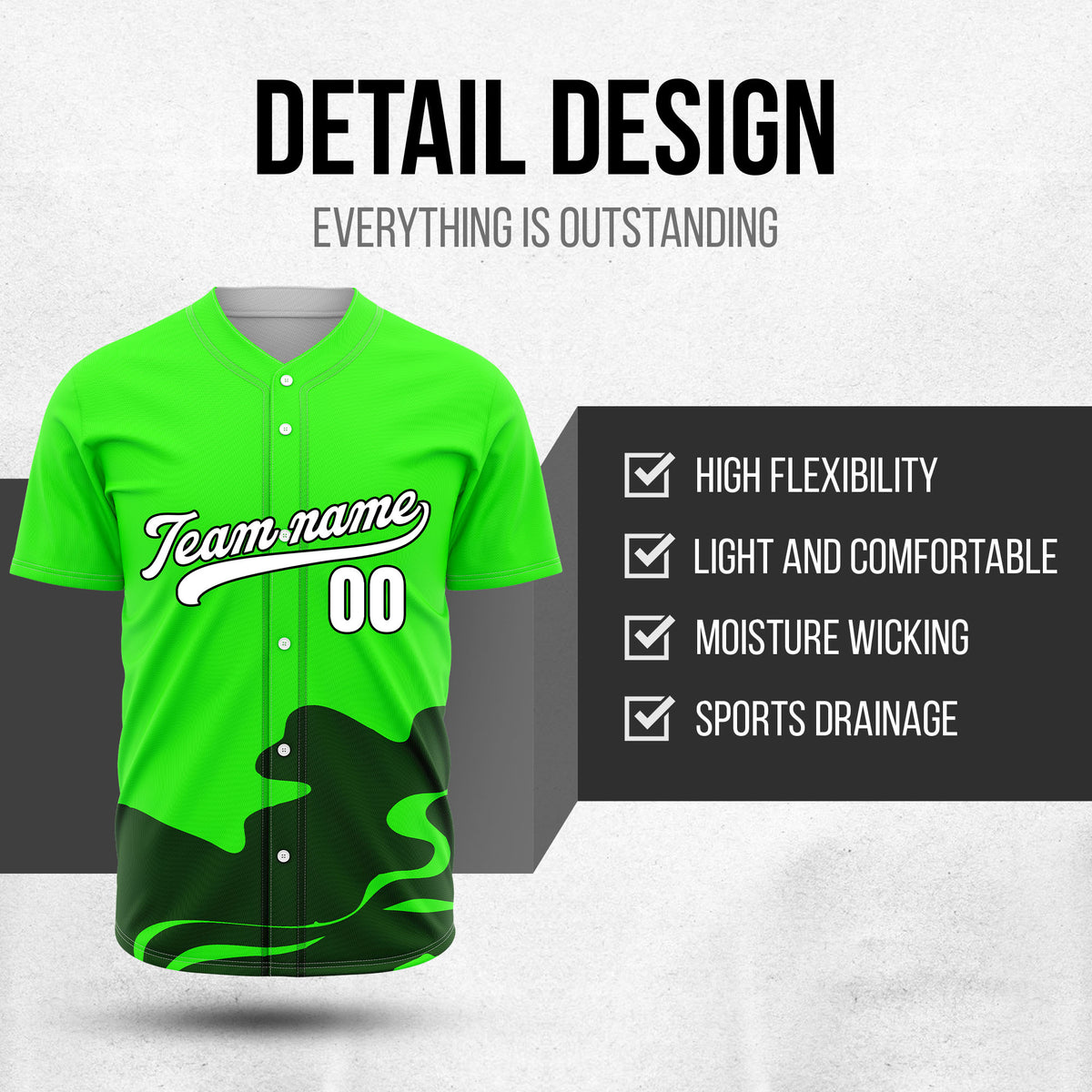 Custom Wave Neon Green Baseball Sports Jersey Personalized Uniform with Name & Number