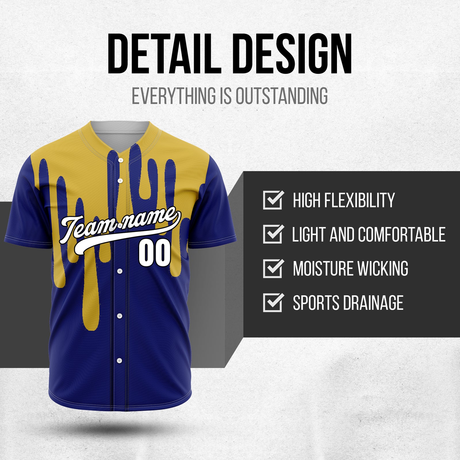 Custom Ink Drip Navy Sports Jersey Personalized Uniform with Name & Number