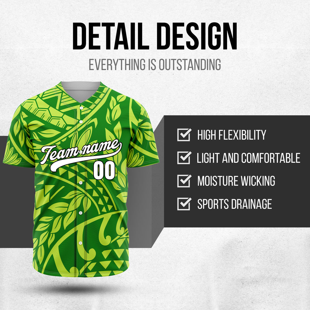 Custom Hawaii Storm Green Baseball Sports Jersey Personalized Uniform with Name & Number