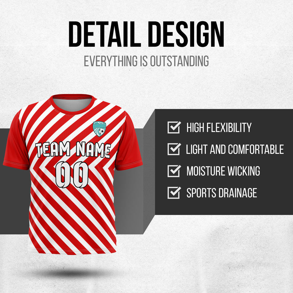 Custom SwiftStripe Red Soccer sport Tops Jersey