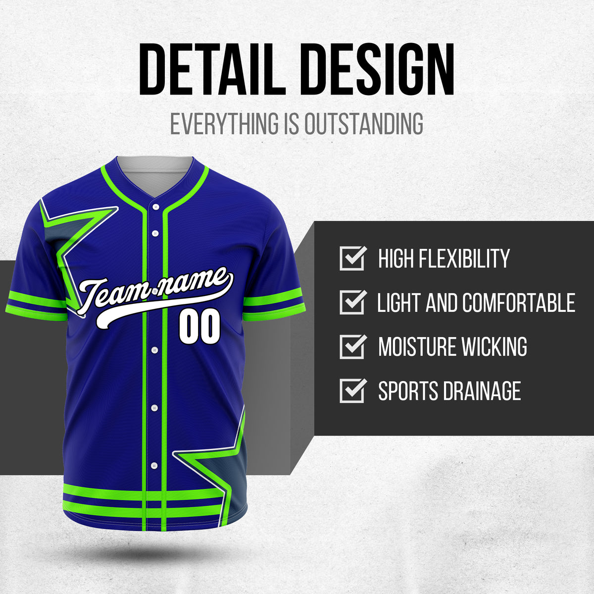 Custom Star Classic Baseball Navy Sports Jersey Personalized Uniform with Name & Number