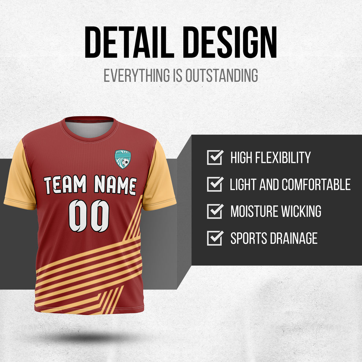 Custom Rapid Line R Side Pattern Soccer Red Sport Tops Jersey
