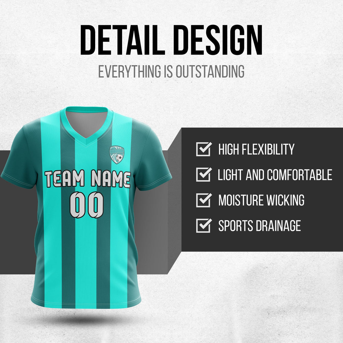 Custom Striker Stripe V-Neck D1 Soccer Sport Tops Jersey