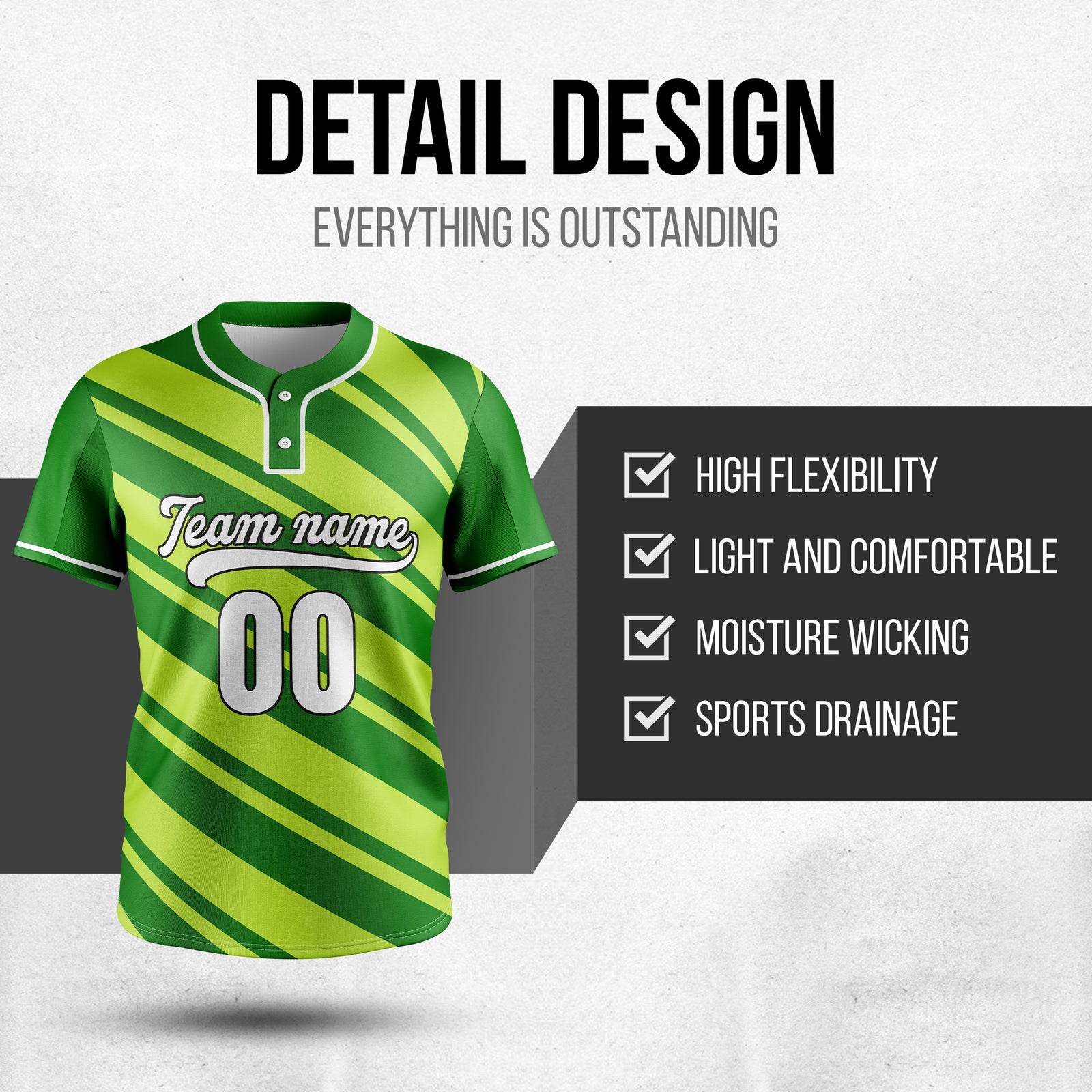 Custom Bold Flow Green Baseball Sports Jersey Personalized Uniform with Name & Number