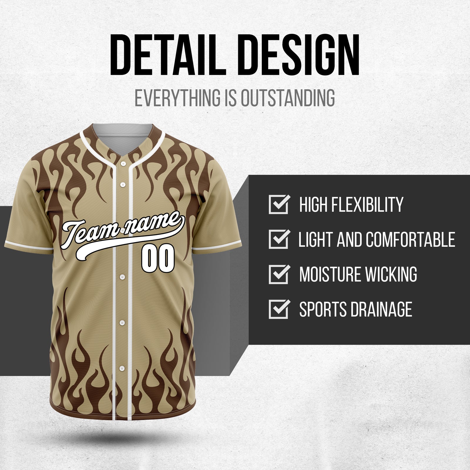 Custom Frostburn Khaki Baseball Sports Jersey Personalized Uniform with Name & Number