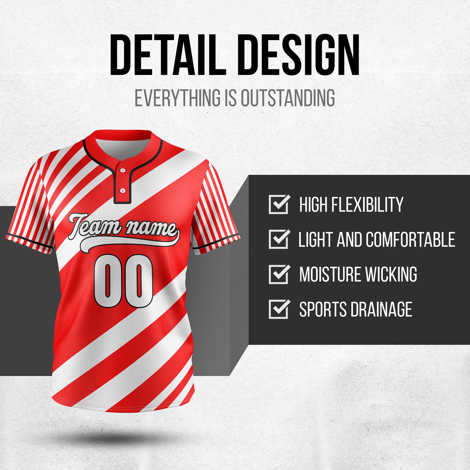 Custom Vibe Split Red Baseball Sports Jersey Personalized Uniform with Name & Number