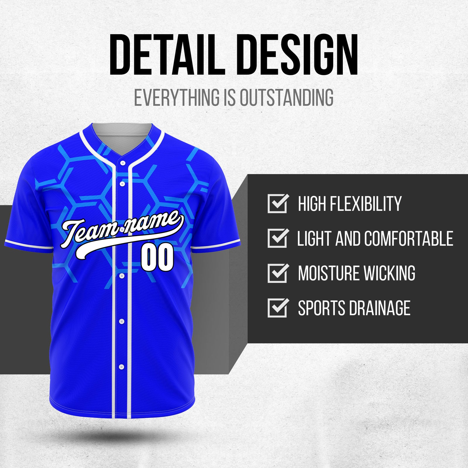 Custom Sting Force Blue Baseball Sports Jersey Personalized Uniform with Name & Number