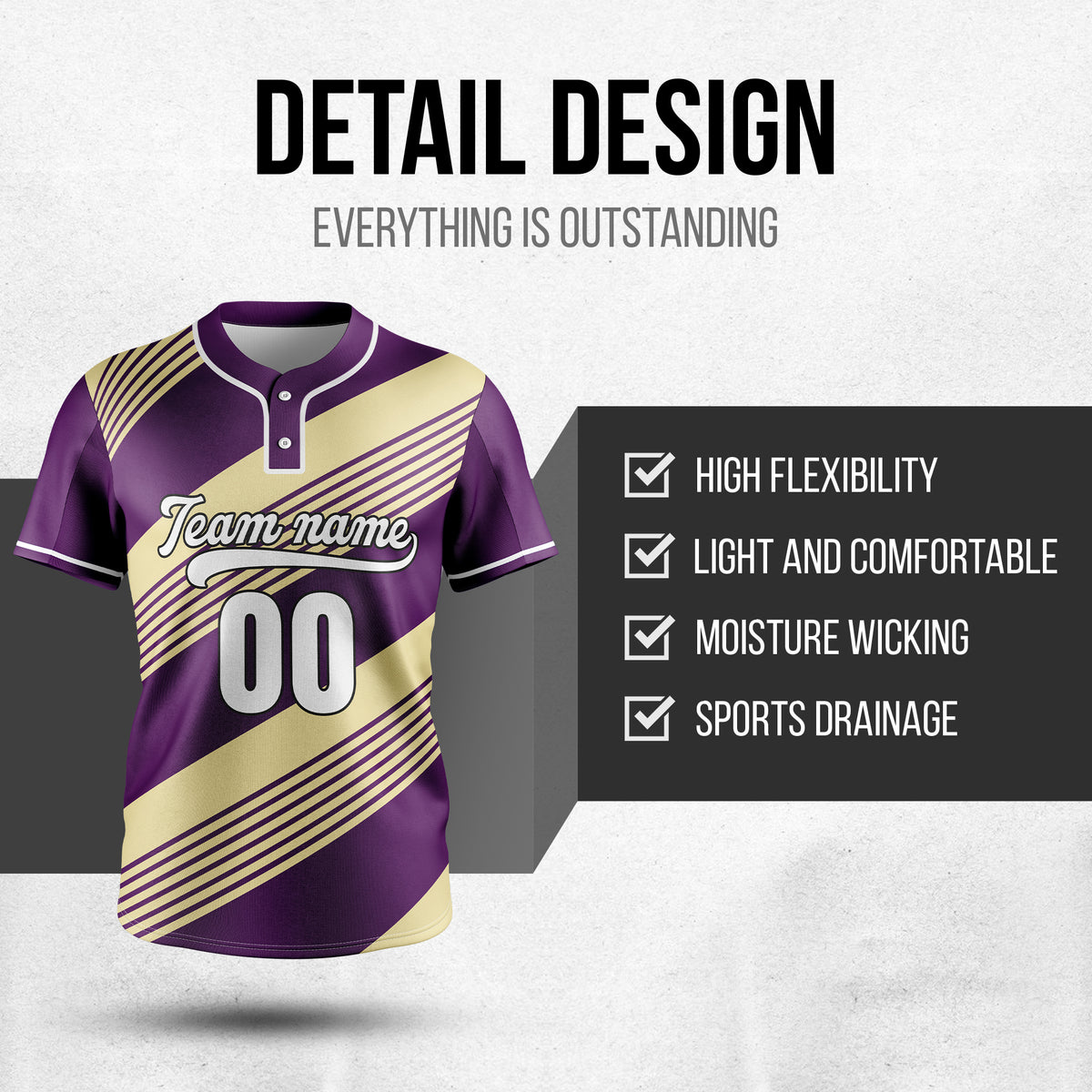 Custom Crossfire Purple Baseball Sports Jersey Personalized Uniform with Name & Number