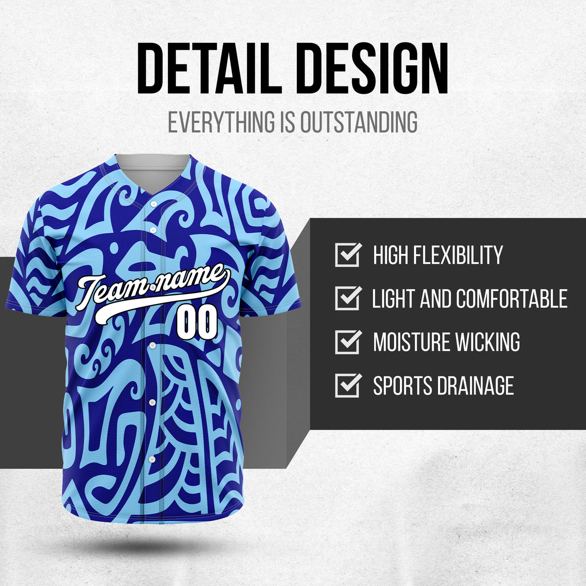 Custom Hawaii Blaze Blue Baseball Sports Jersey Personalized Uniform with Name & Number