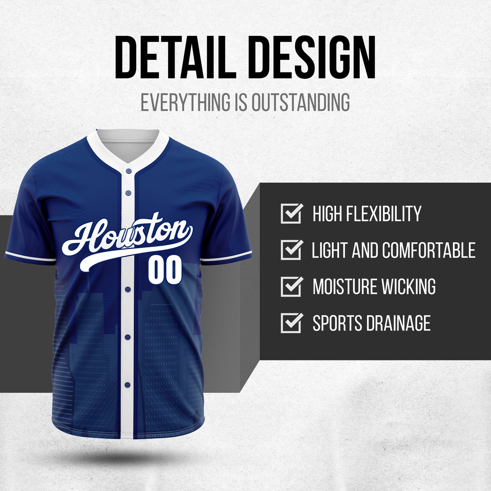 Custom City Pulse Navy Baseball Sports Jersey Personalized Uniform with Name & Number