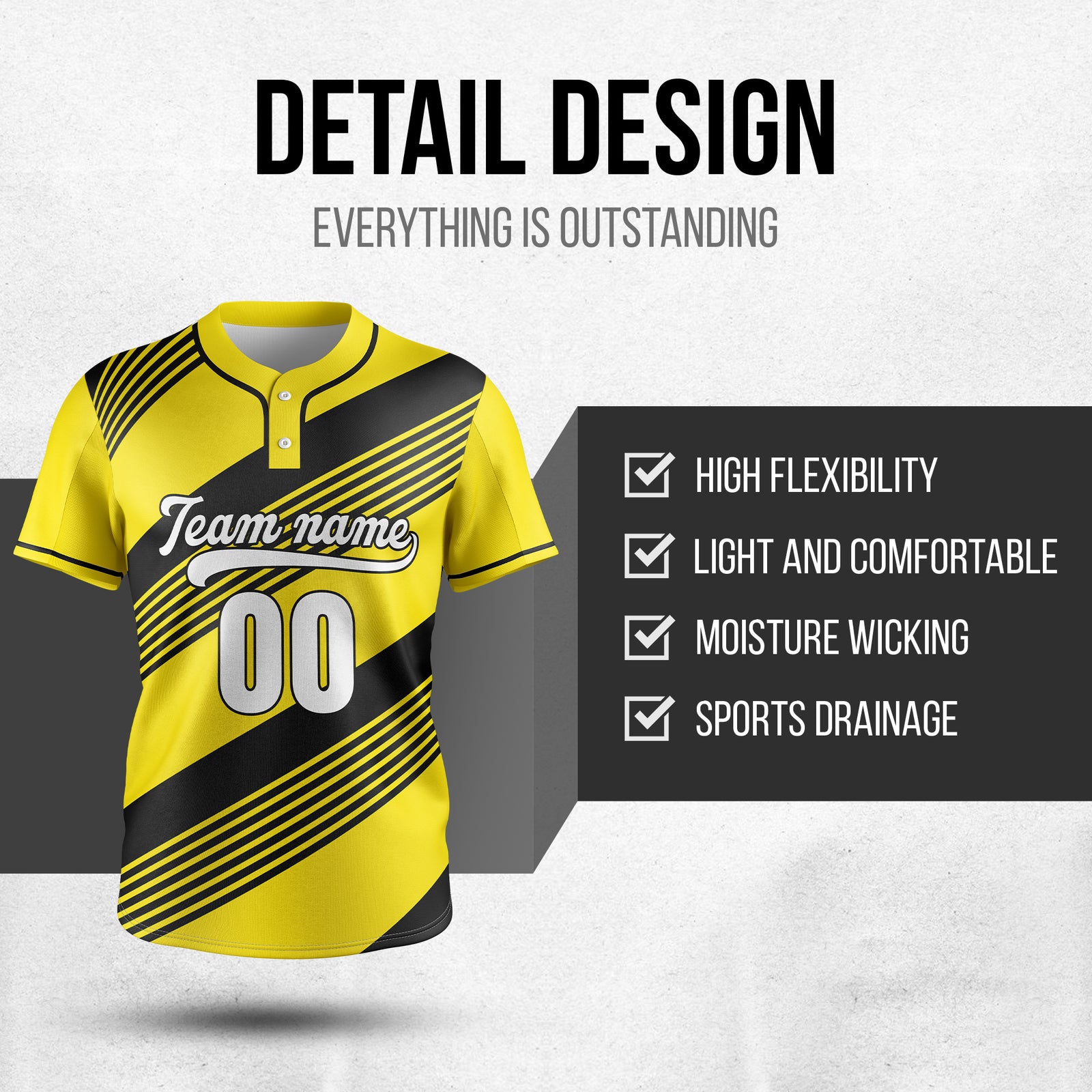 Custom Crossfire Yellow Baseball Sports Jersey Personalized Uniform with Name & Number