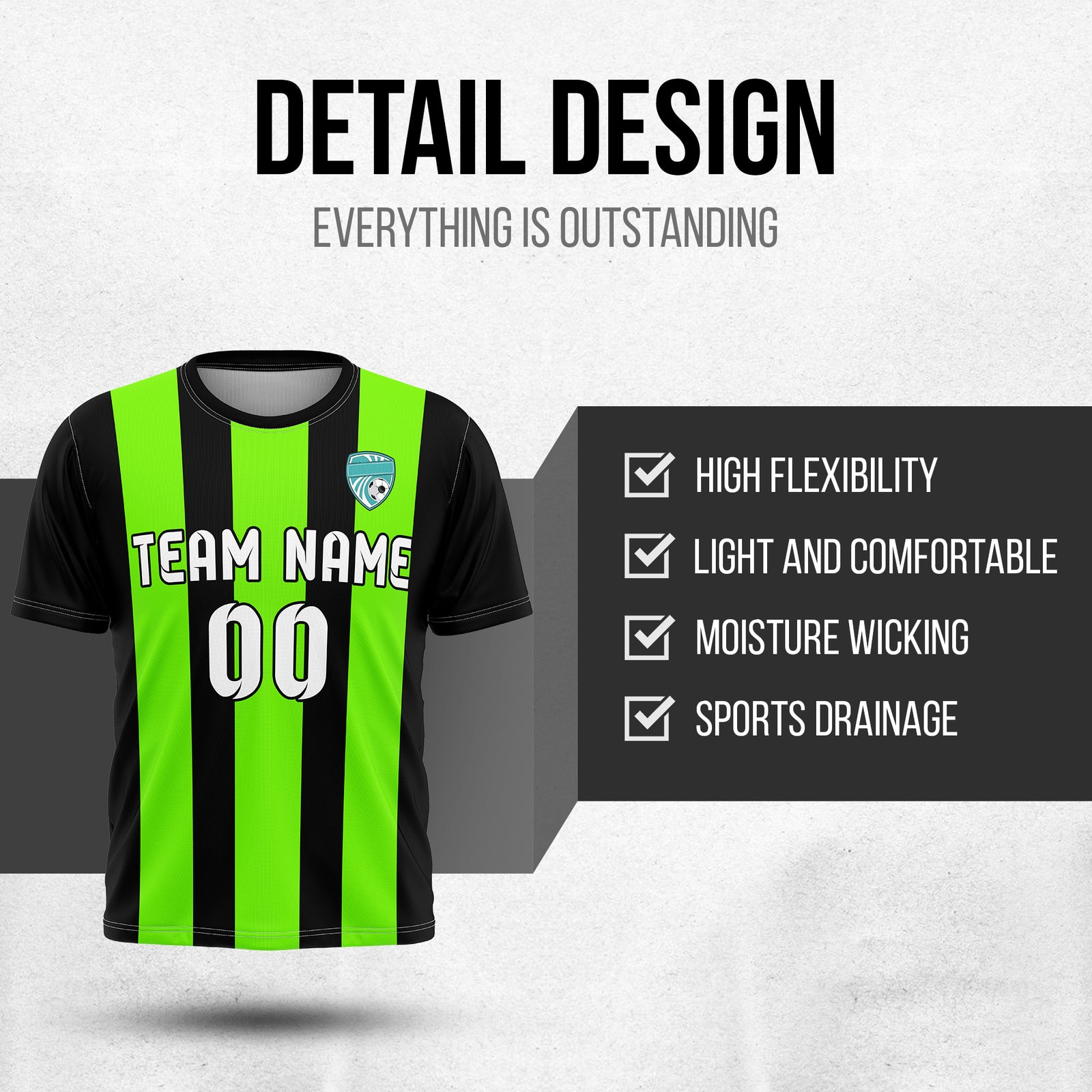 Custom Striker Stripe Black Soccer sport Tops Jersey