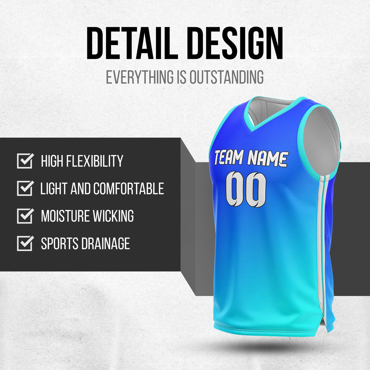 Custom Elite Gradient Fashion Aqua Basketball Set