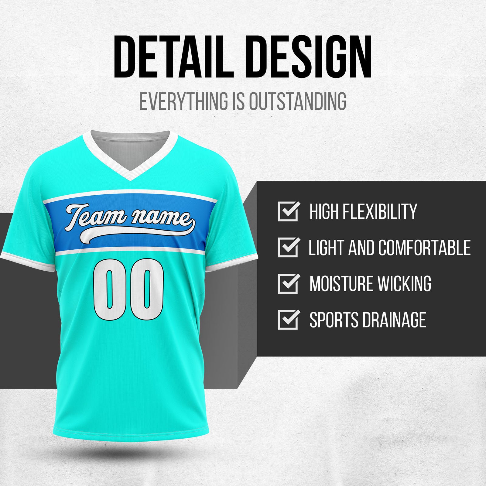 Custom ProEdge Aqua Baseball Sports Jersey Personalized Uniform with Name & Number
