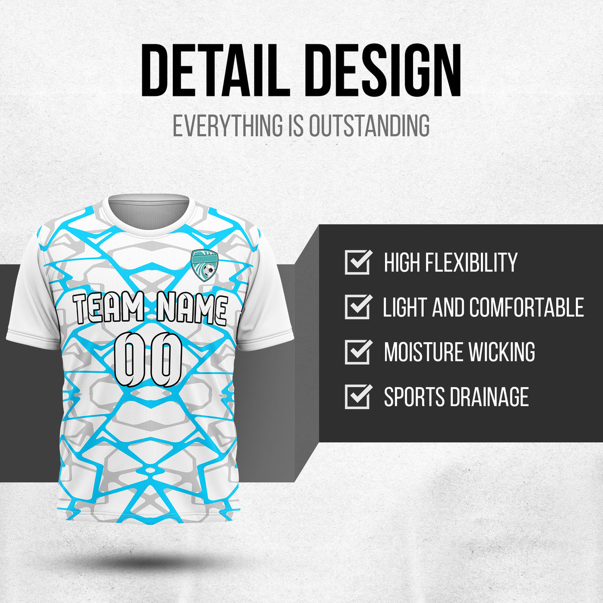 Custom Wild Pulse R-Full Pattern Soccer White Sport Tops Jersey