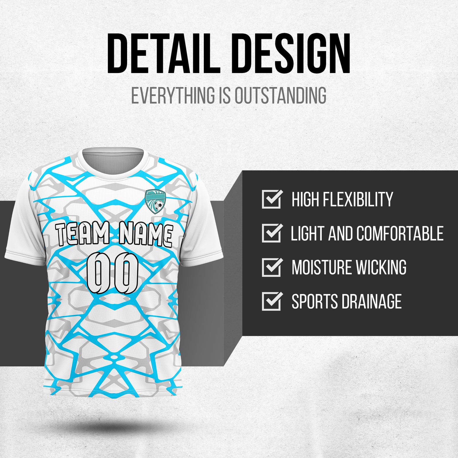Custom Wild Pulse R-Full Pattern Soccer White Sport Tops Jersey