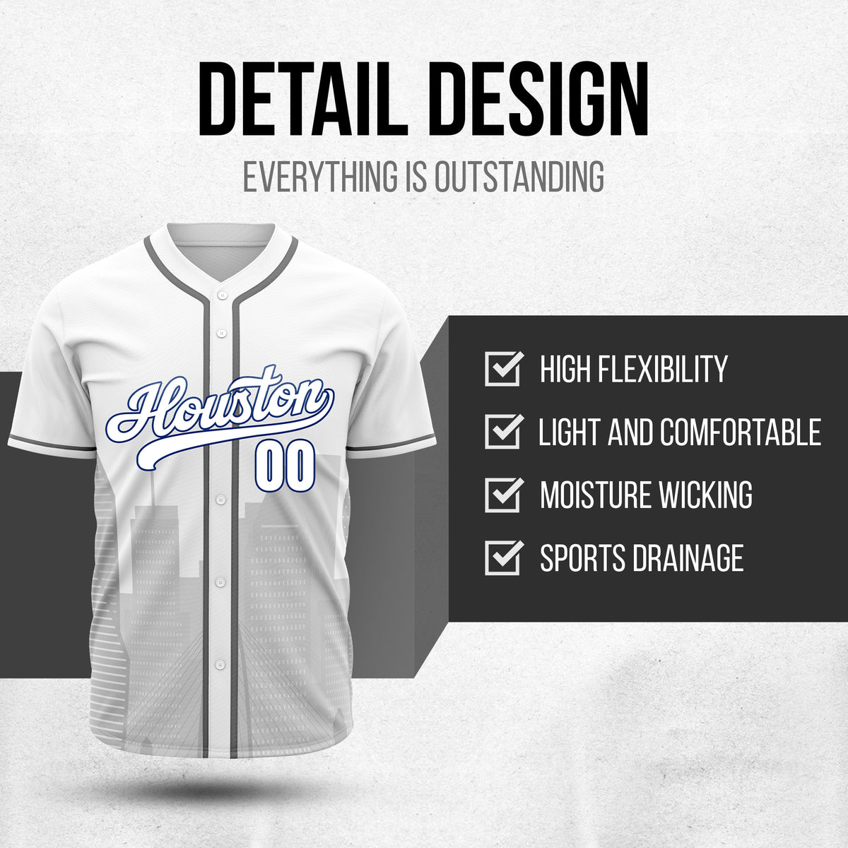 Custom City Pulse White Baseball Sports Jersey Personalized Uniform with Name & Number