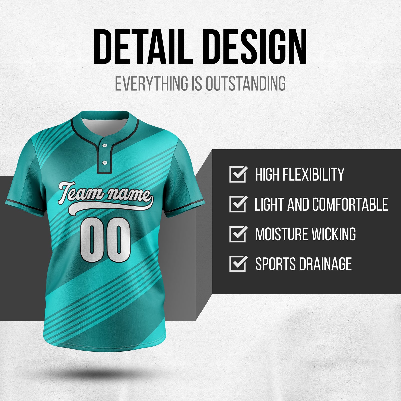 Custom Crossfire Teal Baseball Sports Jersey Personalized Uniform with Name & Number