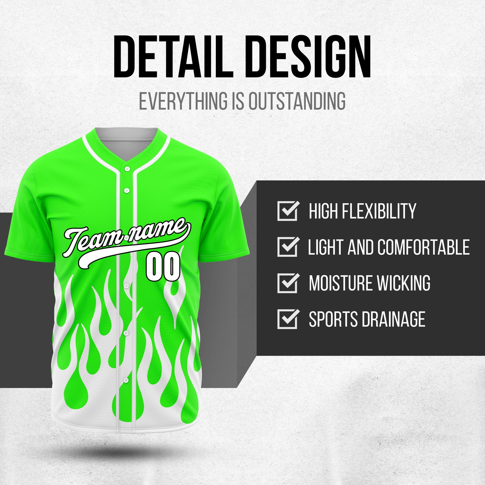 Custom Frost Fire Neon Green Baseball Sports Jersey Personalized Uniform with Name & Number