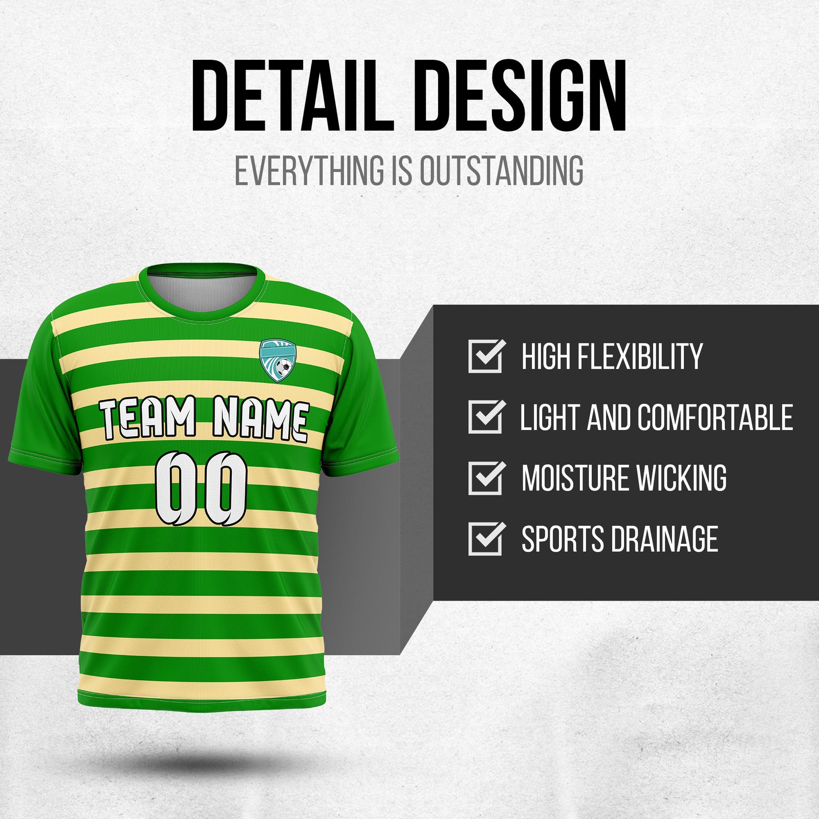 Custom Royal Stripe Green Soccer sport Tops Jersey