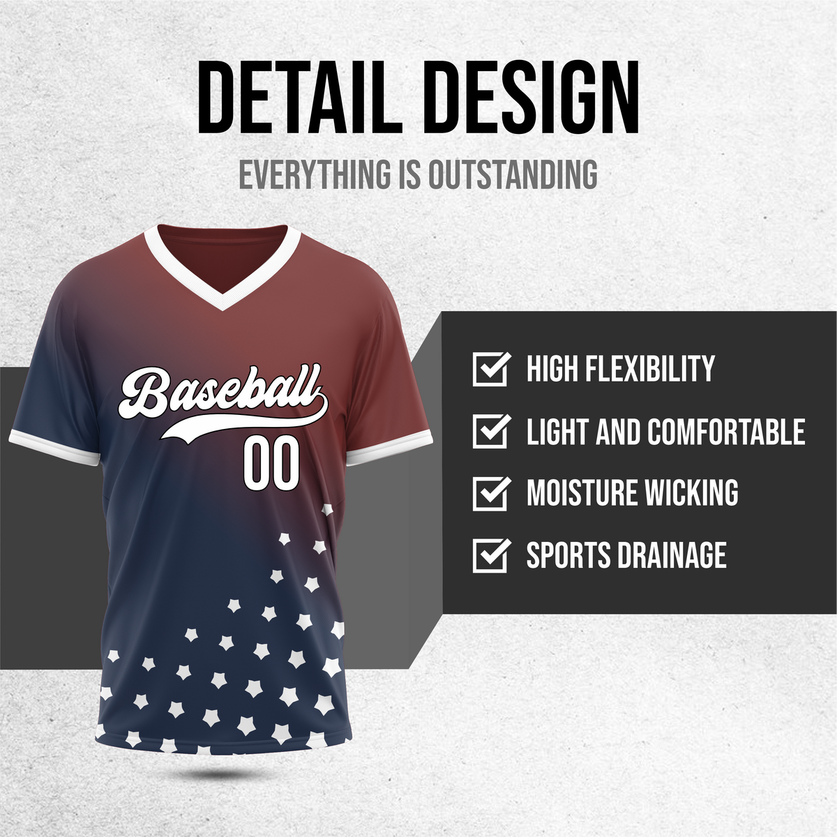 Custom Twilight Stars Baseball Navy Sports Jersey Personalized Uniform with Name & Number