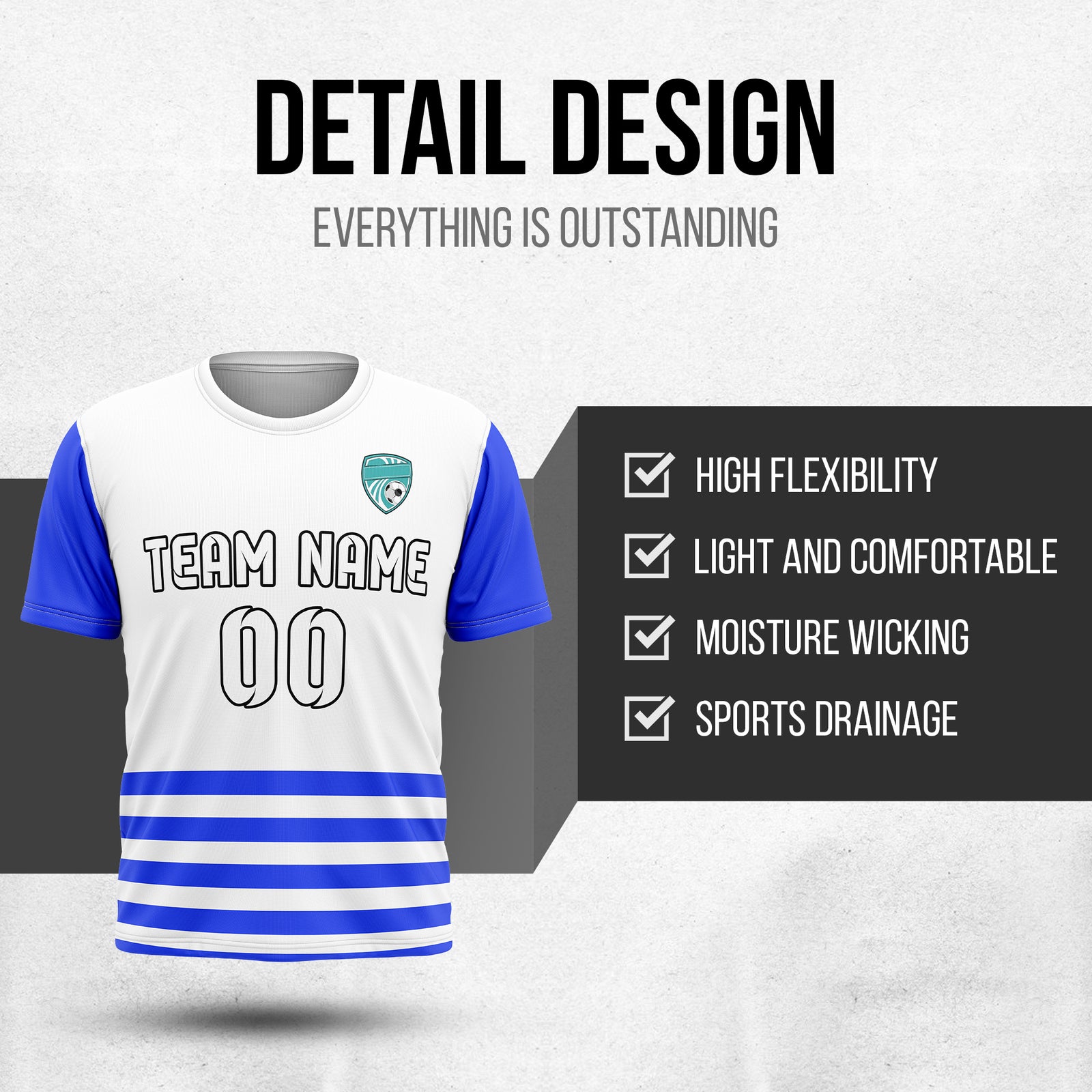 Custom BaseLine Stripe White Soccer sport Tops Jersey