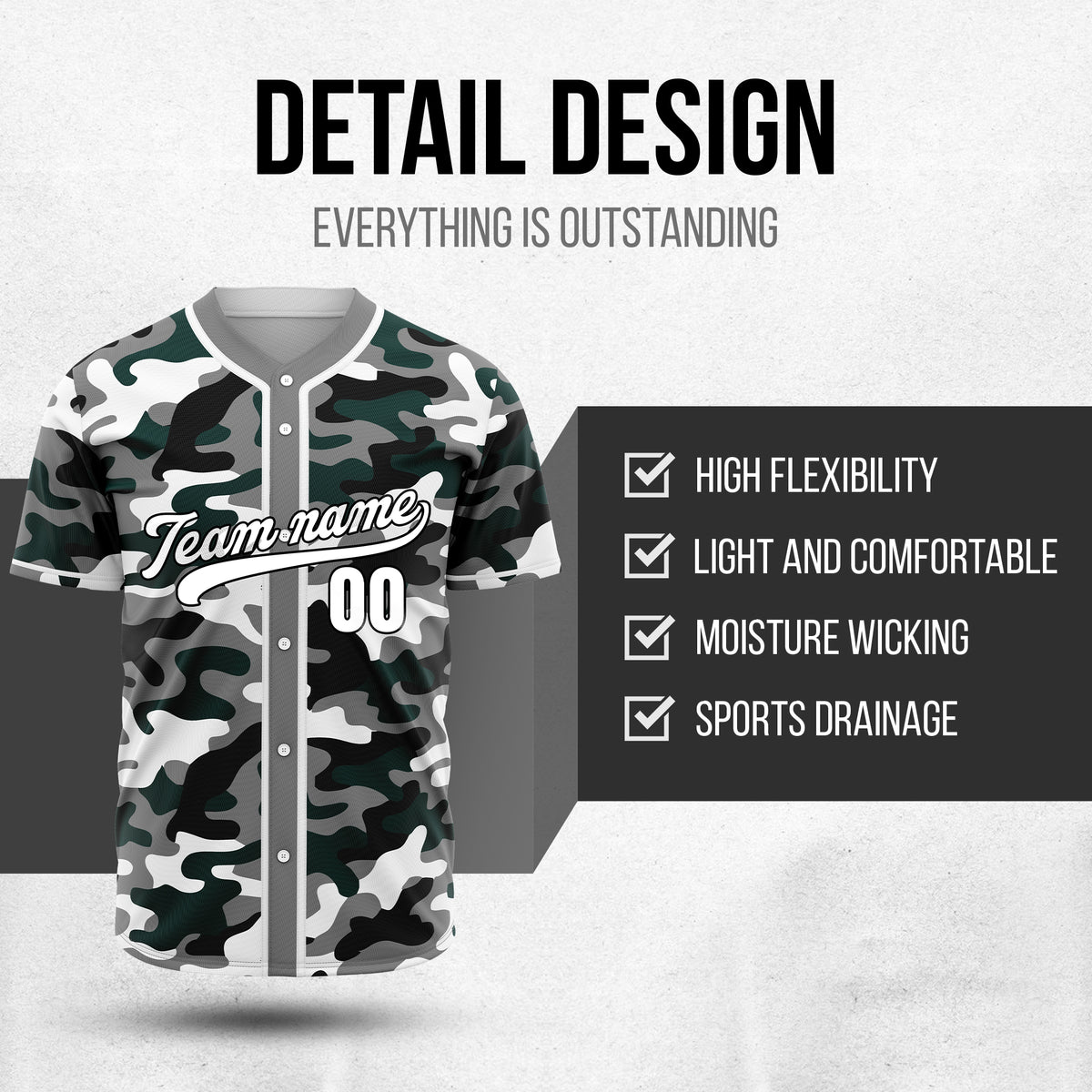Custom Shadow Command Grey Baseball Sports Jersey Personalized Uniform with Name & Number