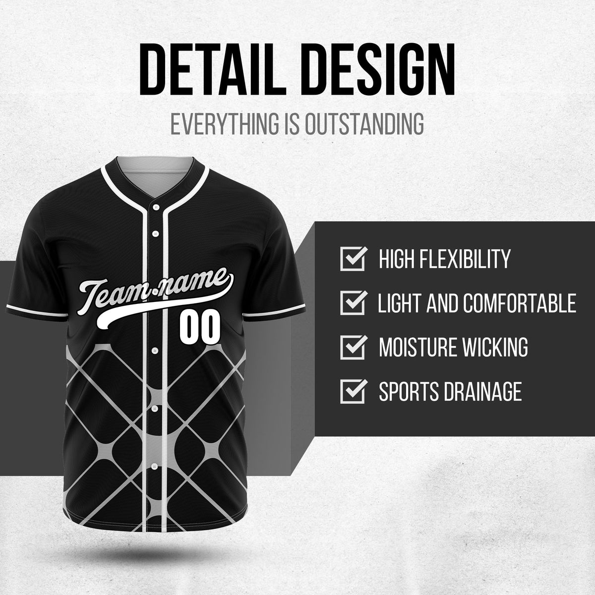 Custom Gridlock Black Baseball Sports Jersey Personalized Uniform with Name & Number