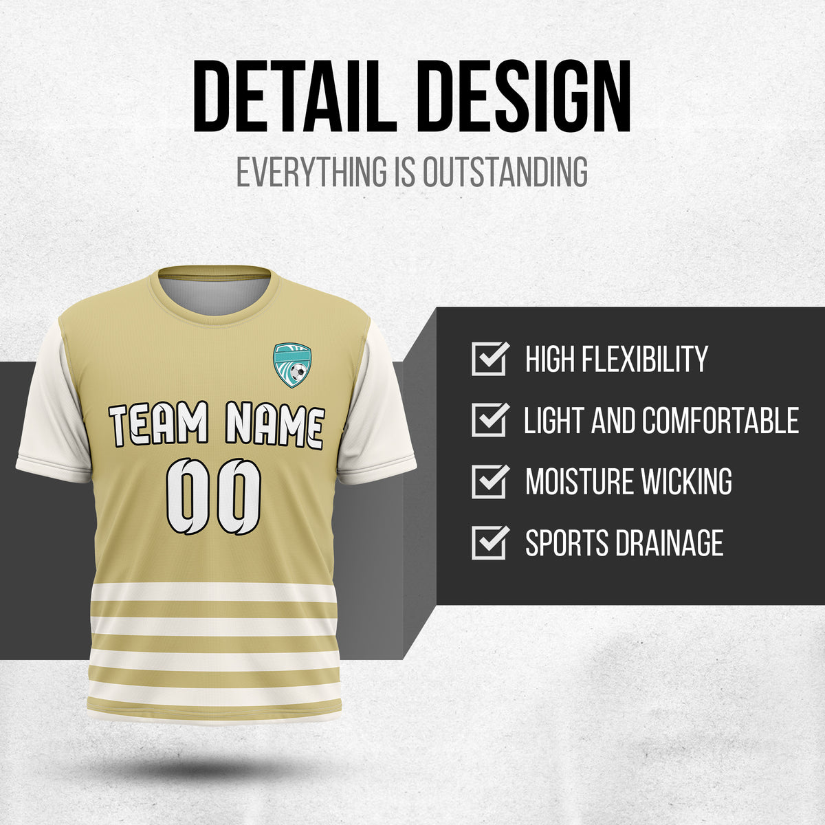 Custom BaseLine Stripe khaki Soccer sport Tops Jersey