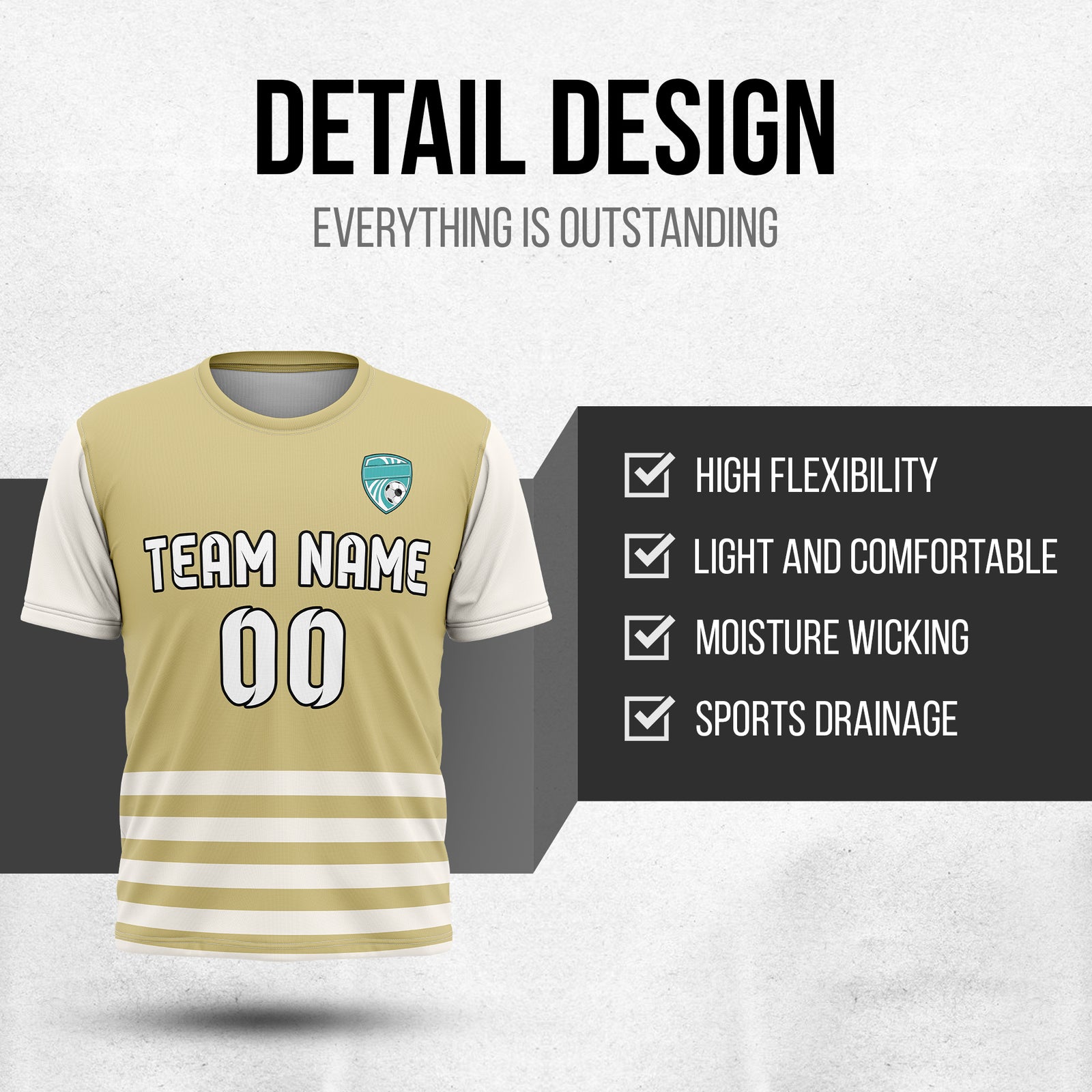 Custom BaseLine Stripe khaki Soccer sport Tops Jersey