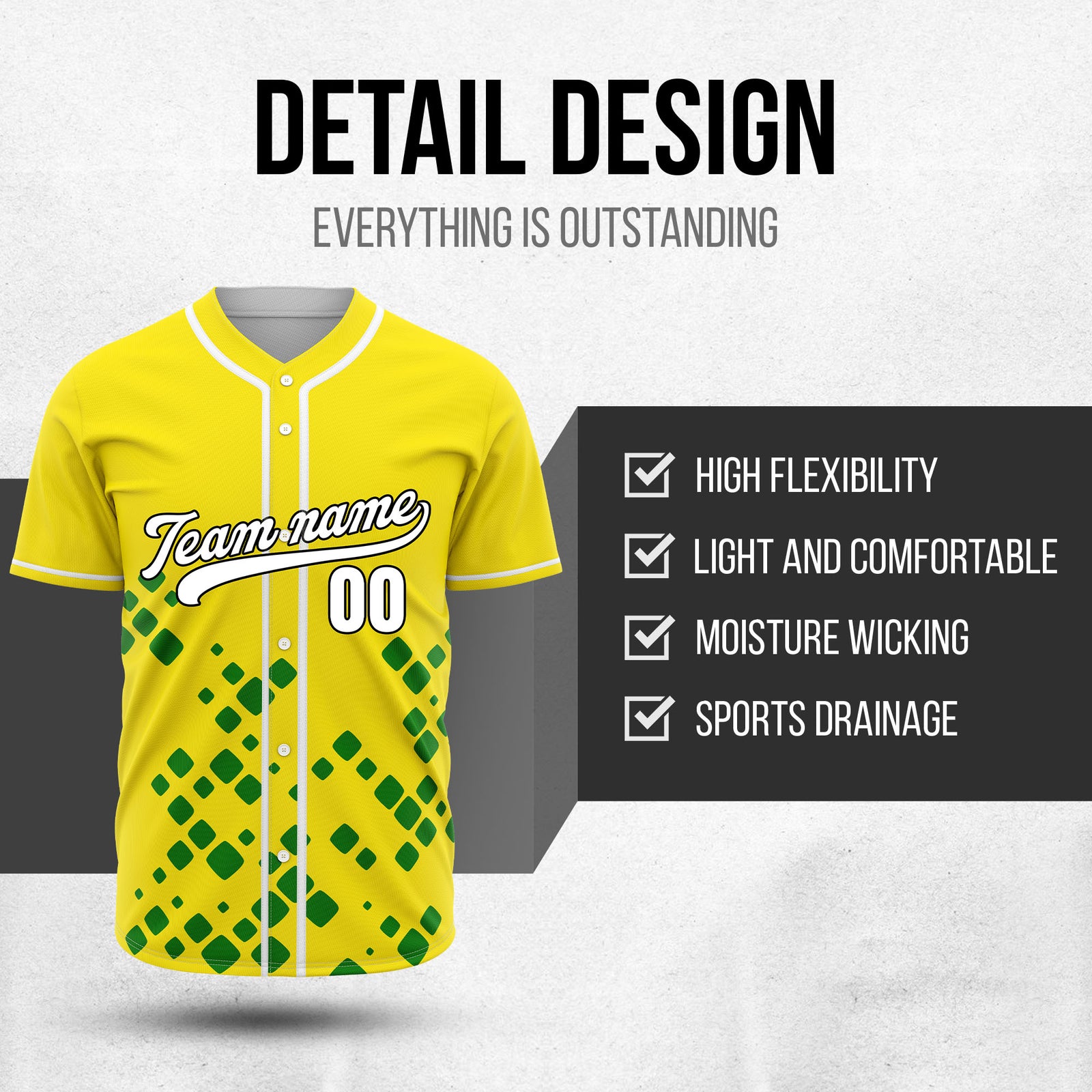 Custom Shadow Sparks Yellow Baseball Sports Jersey Personalized Uniform with Name & Number