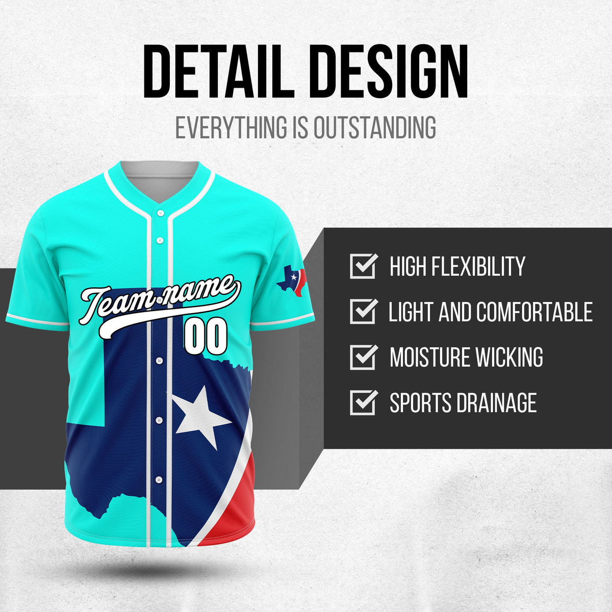 Custom Heart of Texas Baseball Sports Jersey Personalized Uniform with Name & Number