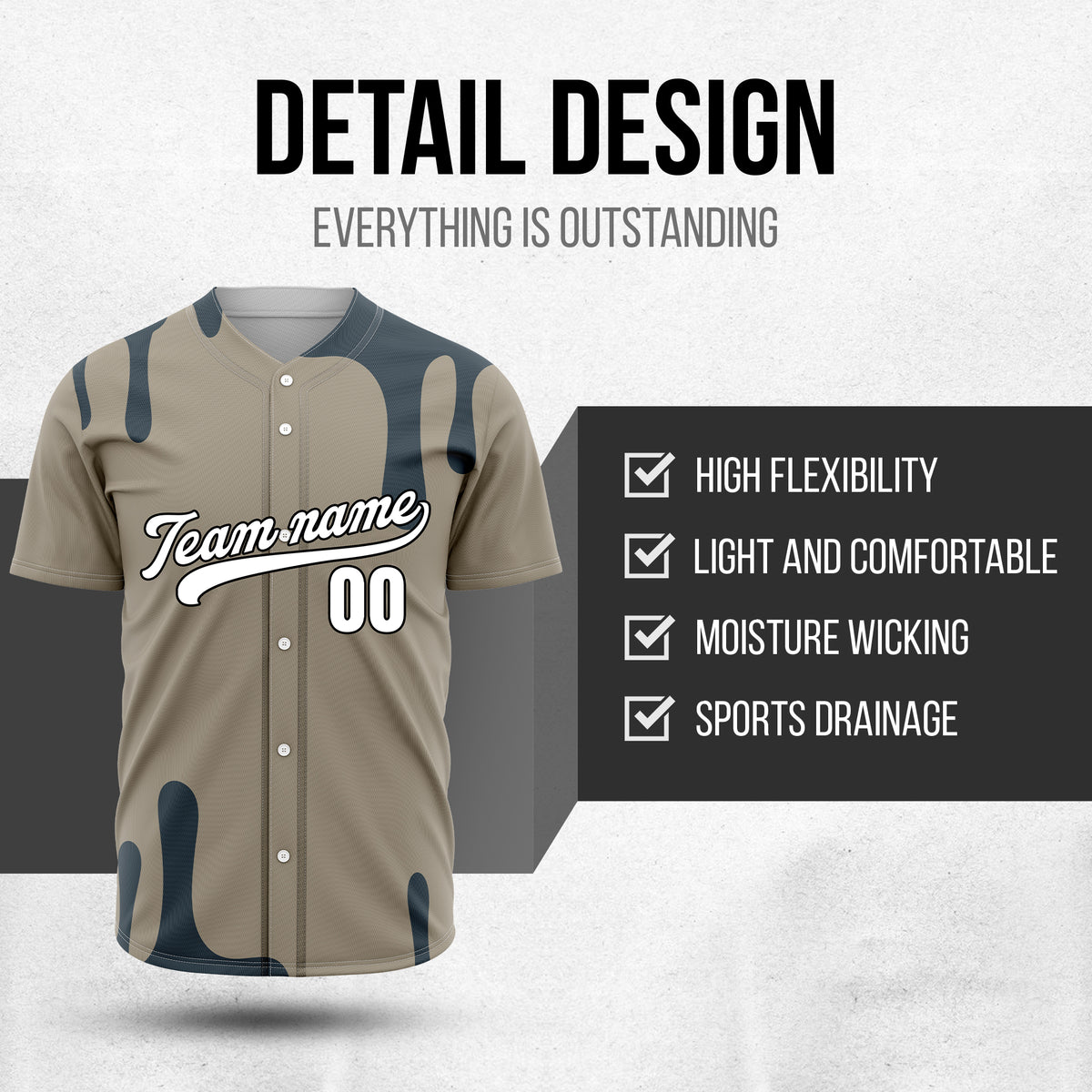 Custom Ink Dripline Grey Sports Jersey Personalized Uniform with Name & Number