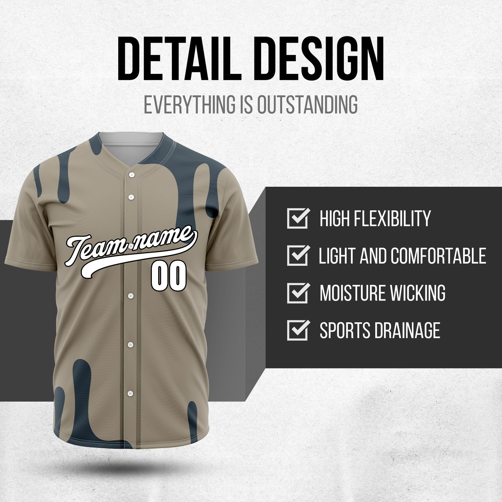 Custom Ink Dripline Grey Sports Jersey Personalized Uniform with Name & Number