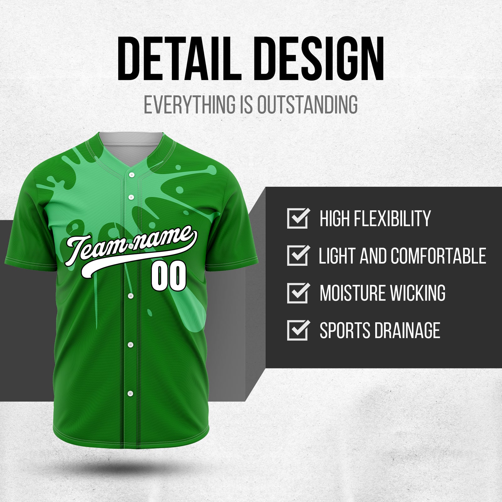 Custom Paint Burst Green Sports Jersey Personalized Uniform with Name & Number