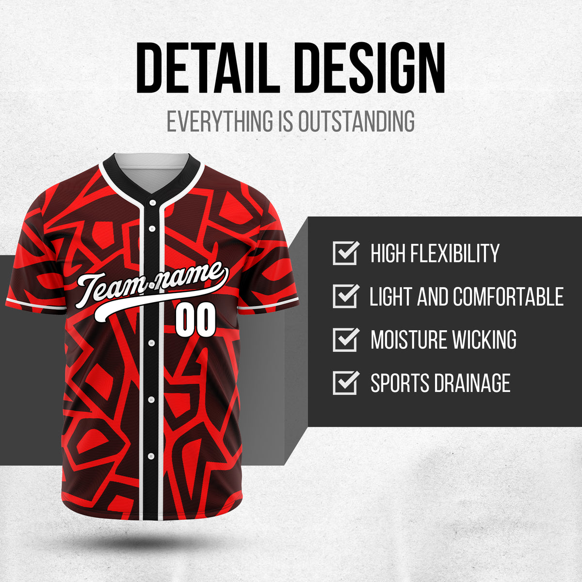 Custom Shadow Rebels Red Baseball Sports Jersey Personalized Uniform with Name & Number