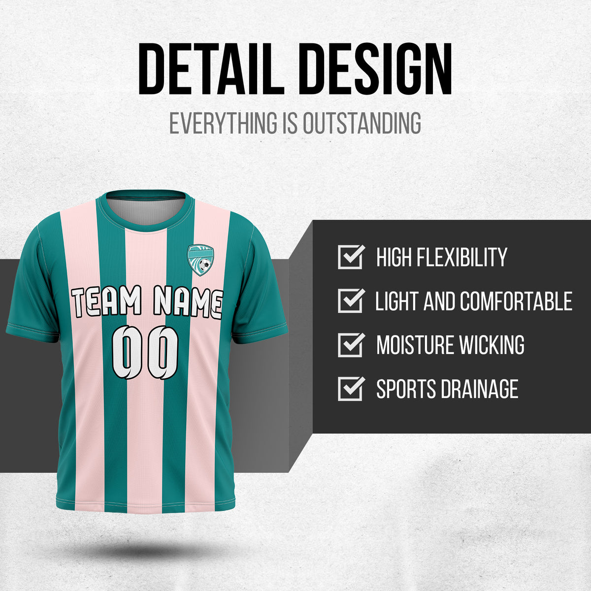 Custom Striker Stripe Teal Soccer sport Tops Jersey