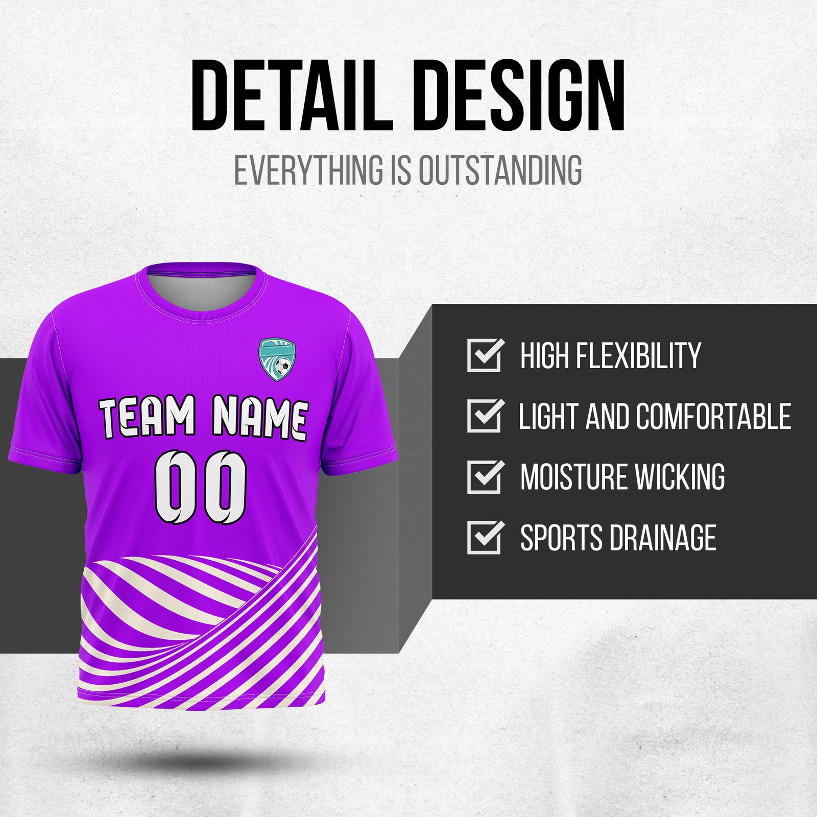 Custom WaveLine Stripe Purple Soccer sport Tops Jersey